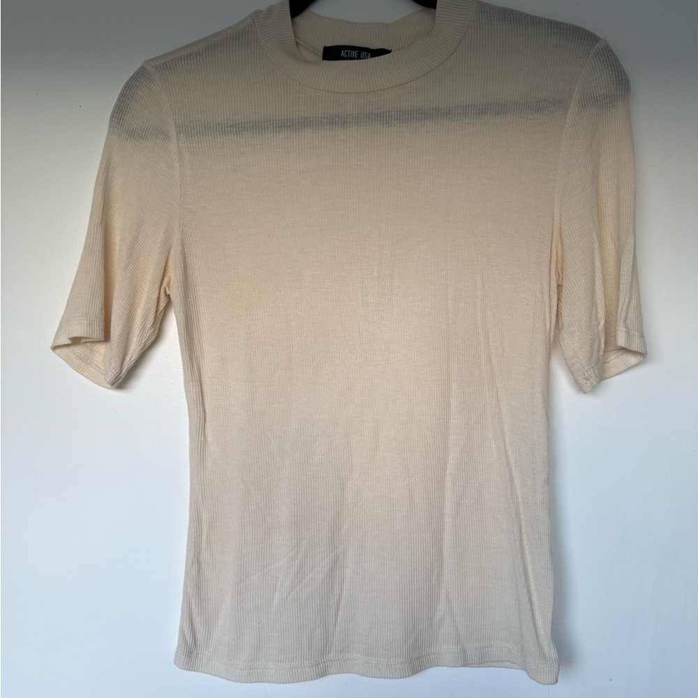 Active USA Beige Short Sleeve Men's Tee